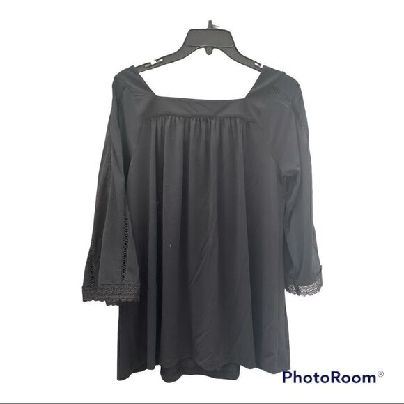 ann Taylor black 3/4 flared sleeves rayon blouse size small - Picture 3 of 5